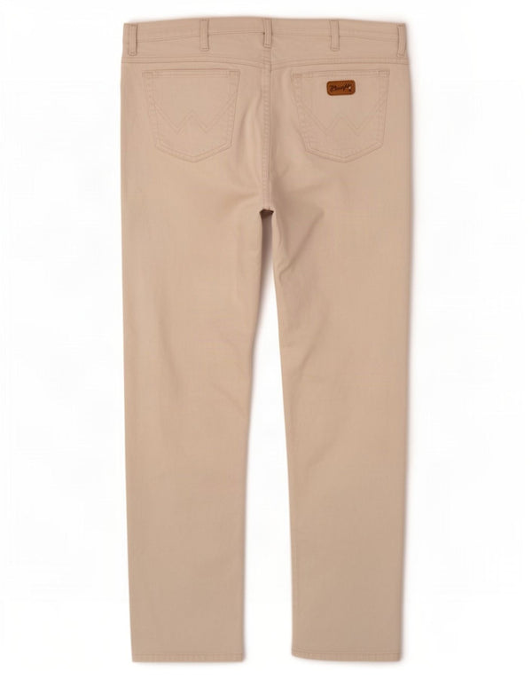 Wrangler Mens Texas Straight Casual Trousers W40 L32 Off White Cotton