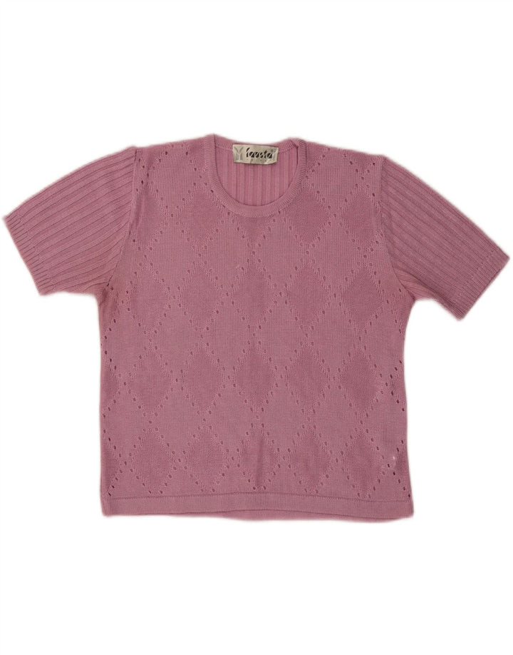 FAUSTA Pull à manches courtes et col rond pour femme UK 10 Petit Rose