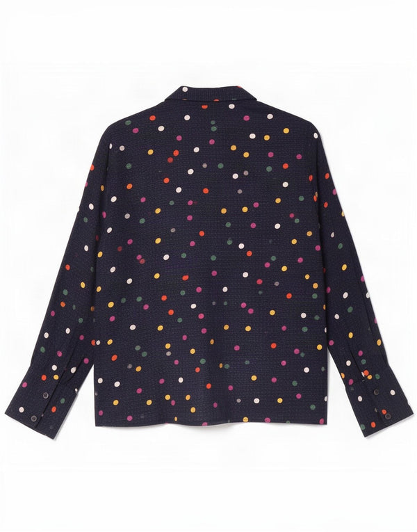 Zara Cardigan à manches longues pour femme en viscose à pois bleu marine UK 10