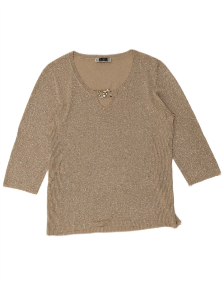 Perte by Krizia Haut à manches 3/4 pour femme UK 12 Beige moyen