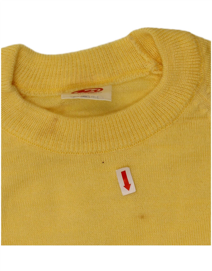 VINTAGE Femme Crew Neck Jumper Pull UK 16 Grand Jaune
