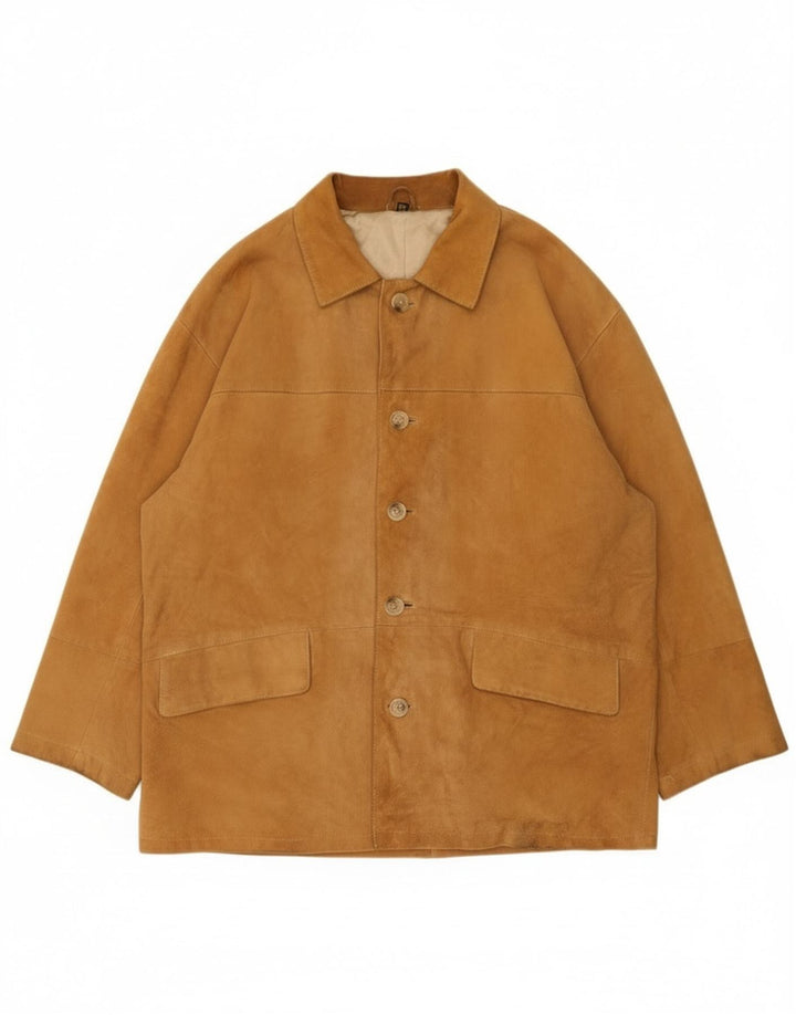 veste en daim homme vintage EU 54 2XL Cuir Beige