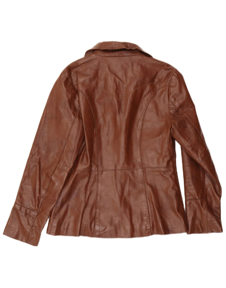 Veste en cuir femme vintage UK 12 Cuir brun moyen