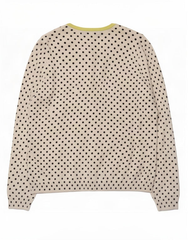 Marks & Spencer Pull Cardigan pour Femme UK 20 2XL Viscose à Pois Blanc