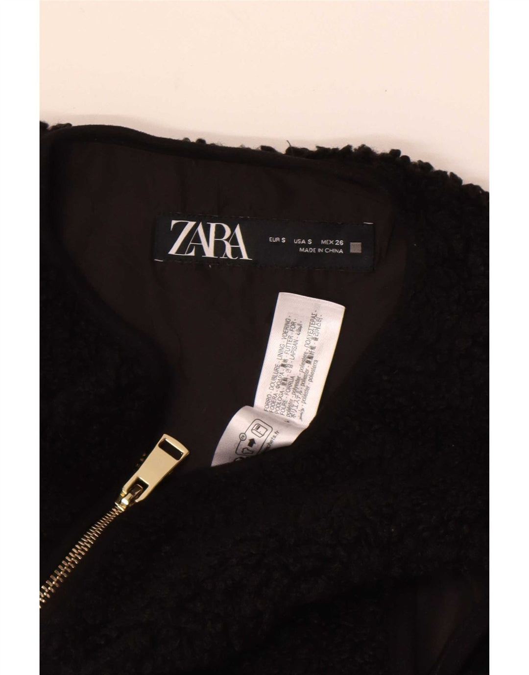 Zara Gilet polaire surdimensionné pour femme UK 10 Small Noir Polyester