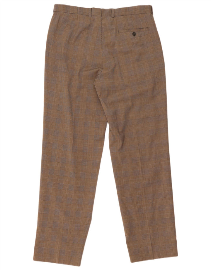 Marks & Spencer Pantalon de costume pour homme W34 L31 Marron à carreaux Polyester