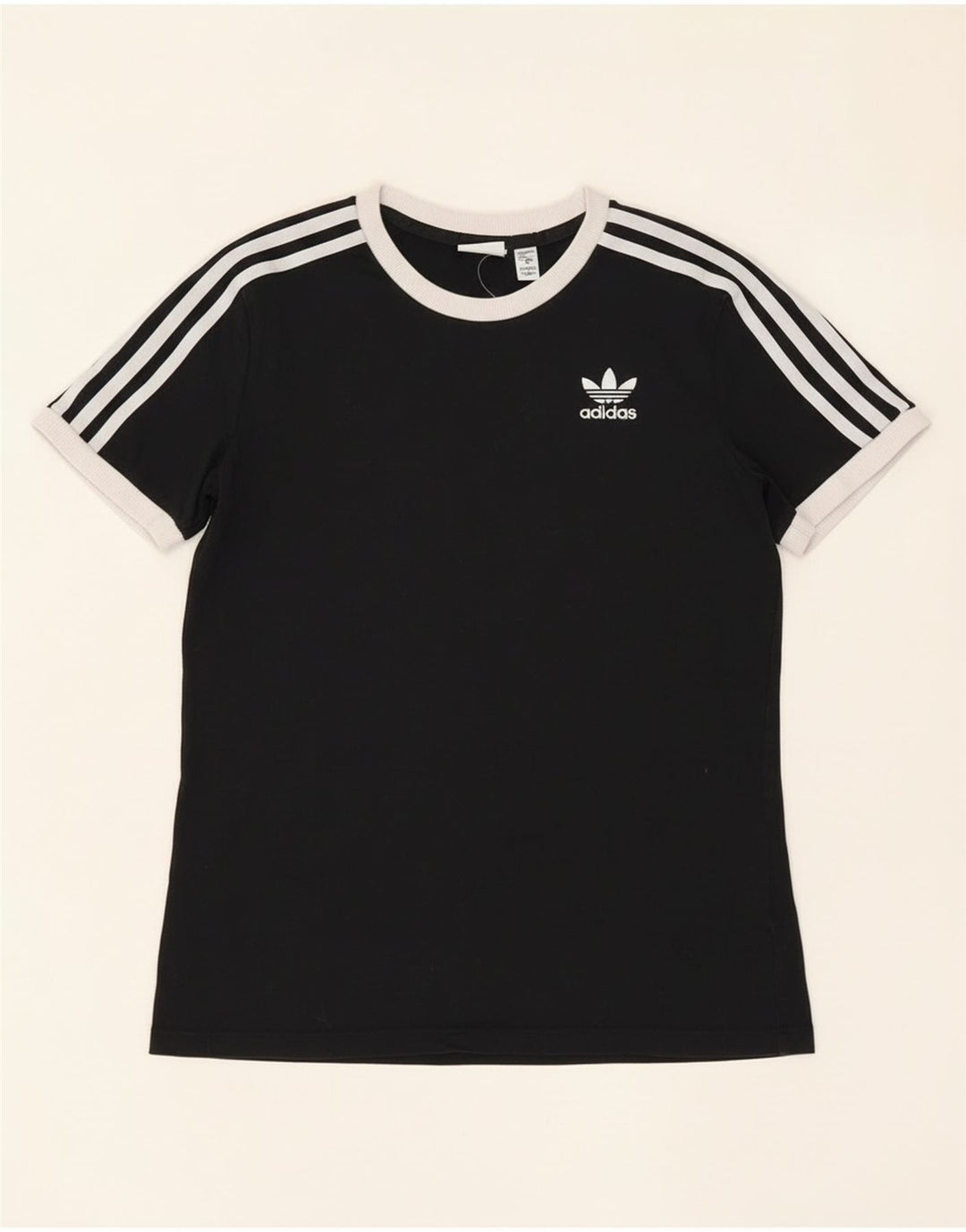 Adidas T-Shirt Femme Top UK 8 Petit Noir Coton