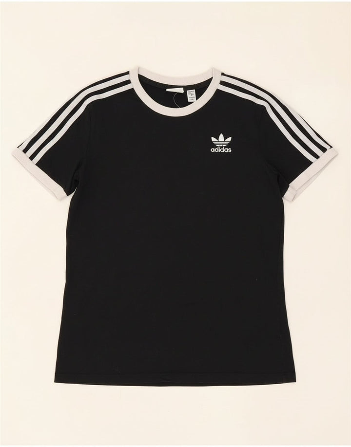 Adidas T-Shirt Femme Top UK 8 Petit Noir Coton