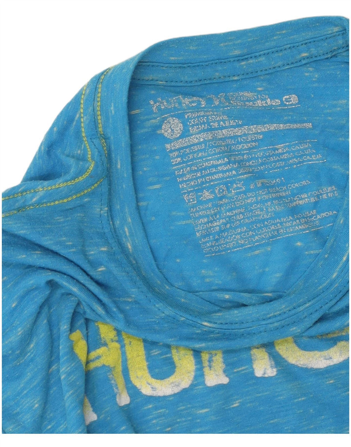 Hurley Mens Graphic T-Shirt Top Large Bleu Moucheté Coton