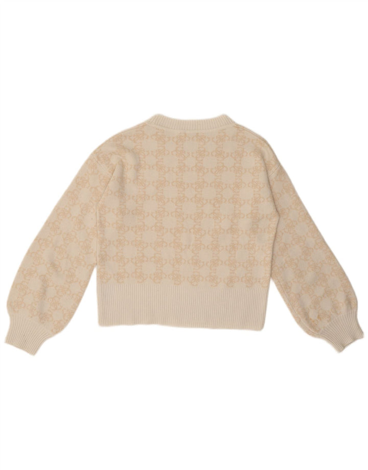 Guess Pull à col rond à motif abstrait pour fille 13-14 ans Beige