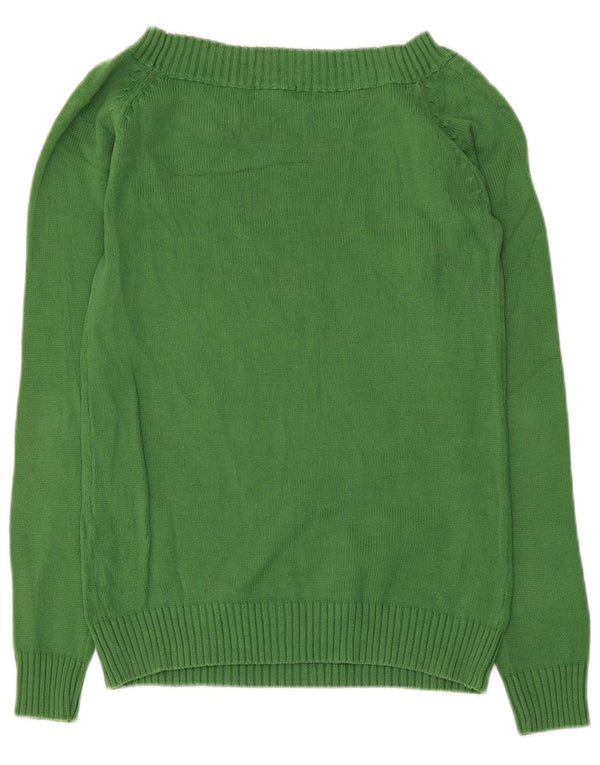 Zara Femme Pull Col Bateau UK 14 Grand Coton Vert