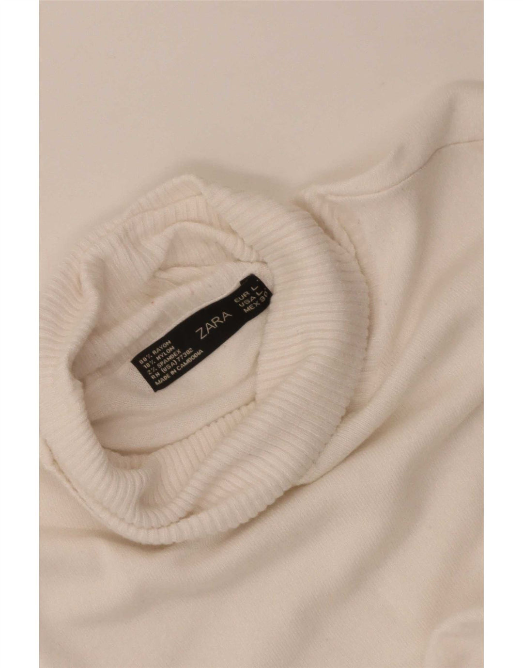 Zara Pull col roulé pour femme UK 14 Grande rayonne blanche