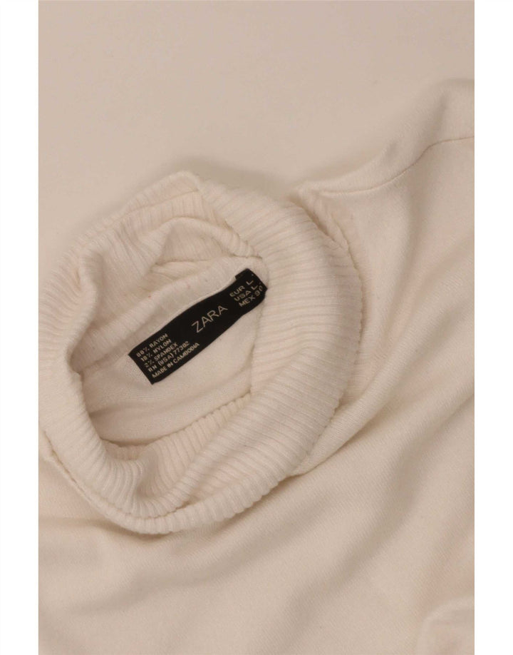 Zara Pull col roulé pour femme UK 14 Grande rayonne blanche