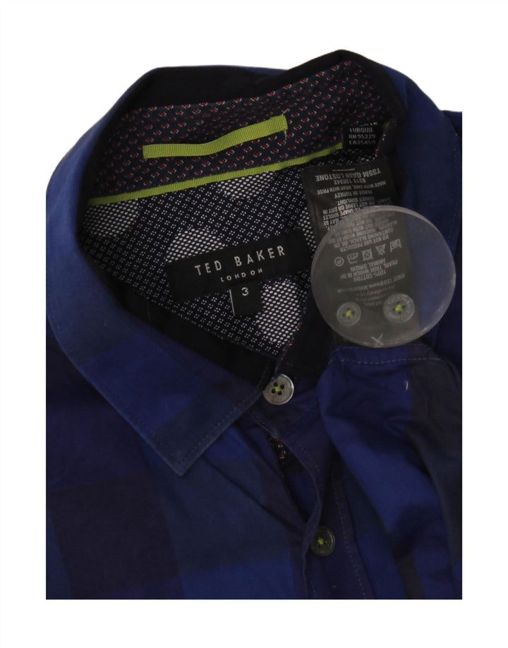 Ted Baker Chemise Homme Taille 3 Bleu Moyen Vichy Coton