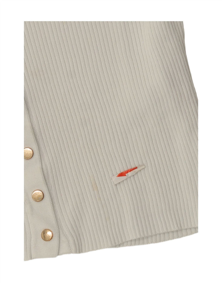 Zara Femme Crop Cardigan Top UK 10 Petit Blanc Polyamide
