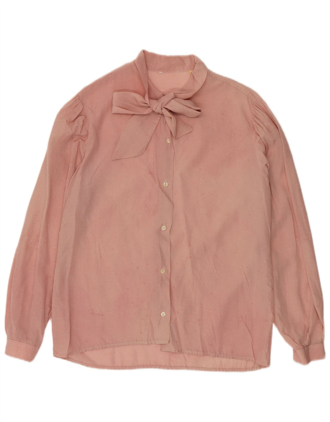 vintage Femme Front Tie Shirt Blouse IT 46 Grand Rose Géométrique