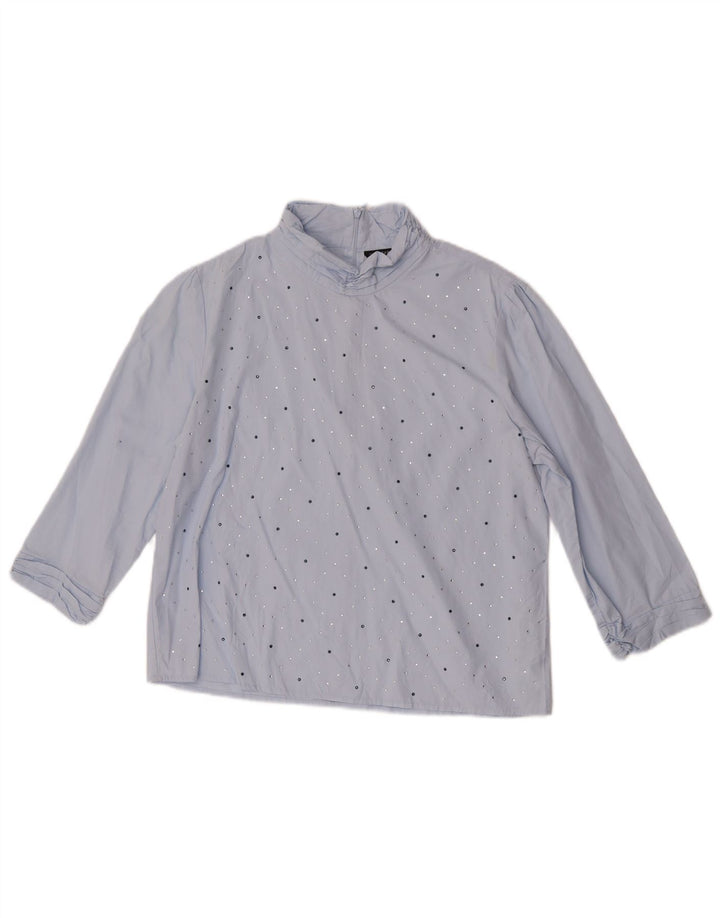 Zara Chemisier à manches 3/4 pour femme UK 14 Bleu moyen Coton