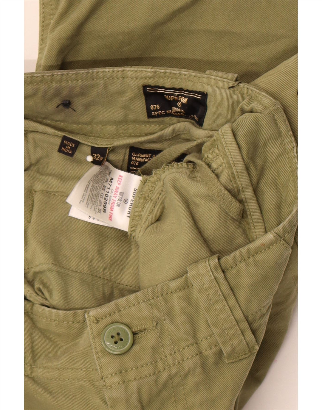 Superdry Short Cargo W32 Homme Kaki Moyen Coton