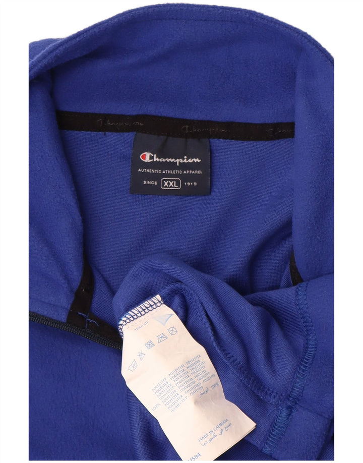 Champion Pull polaire à col zippé pour homme 2XL Bleu Polyester