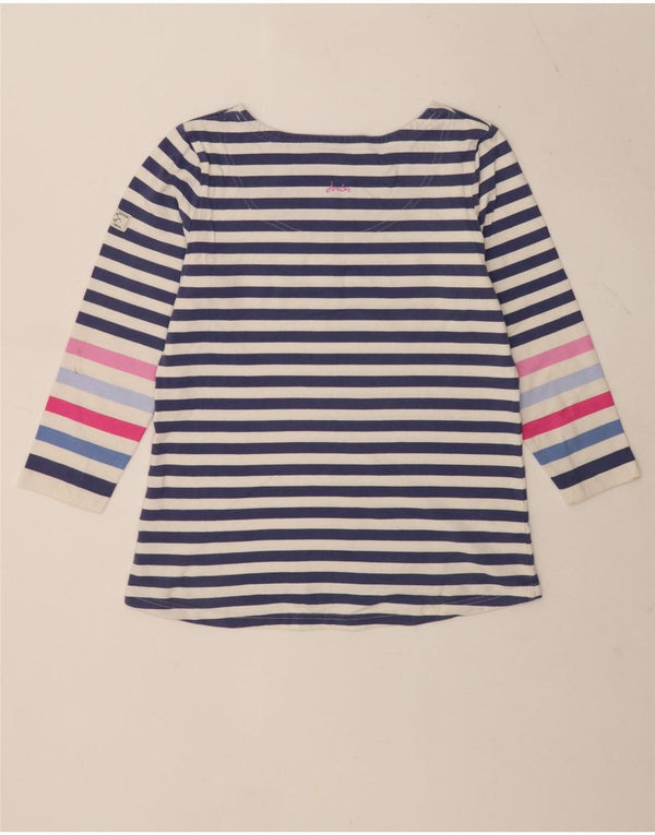 Joules Womens Regular Top Manches 3/4 UK 12 Bleu Moyen Rayé Coton