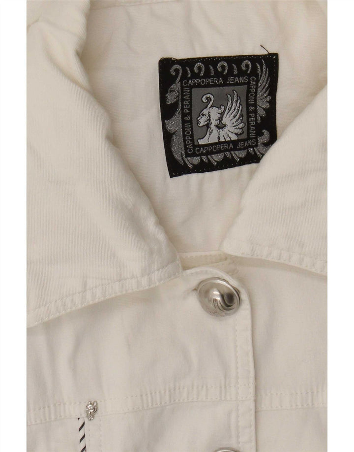 Cappopera Veste en jean pour femme UK 12 Blanc moyen