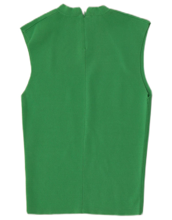 Zara Chemisier sans manches pour femme UK 44 Large Vert Viscose