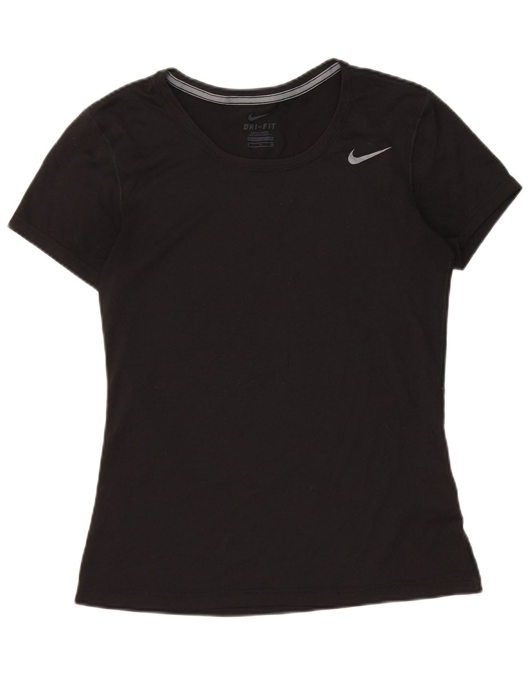 NIKE T-shirt Dri Fit pour femme UK 10 Petit Noir Polyester