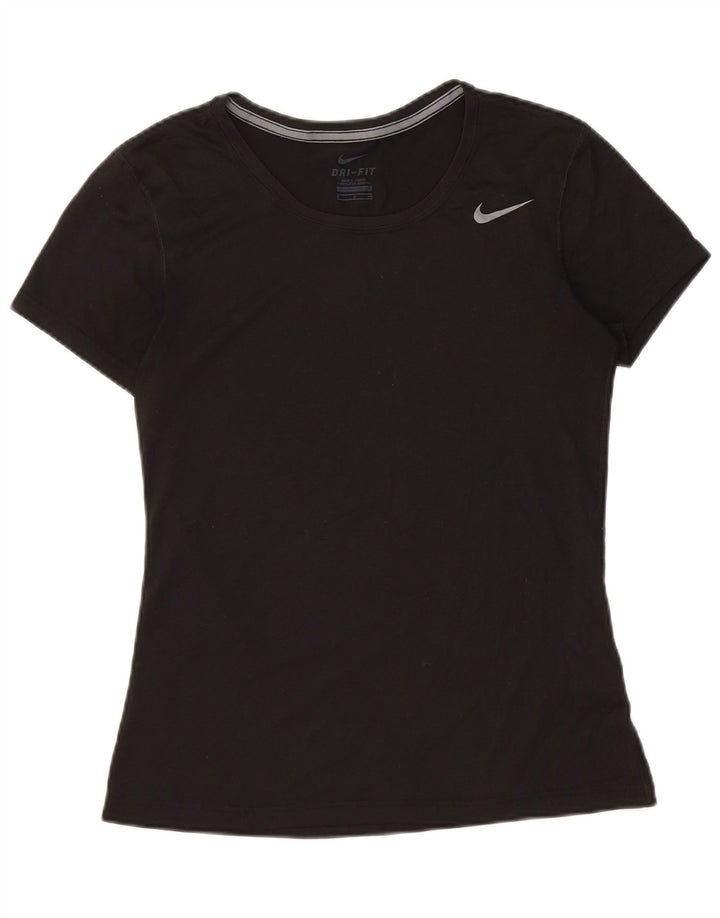 NIKE T-shirt Dri Fit pour femme UK 10 Petit Noir Polyester