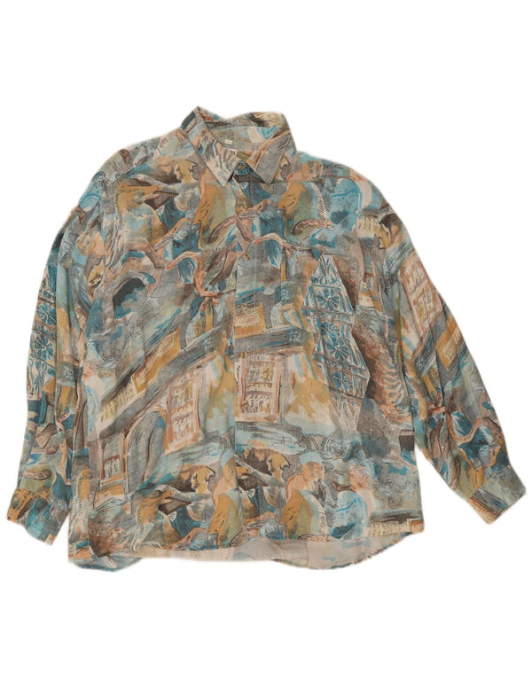 Chemise Homme Vintage Grande Viscose Patchwork Multicolore
