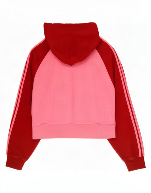 Adidas Pull à capuche surdimensionné pour femme UK 6 XS en coton color block rose