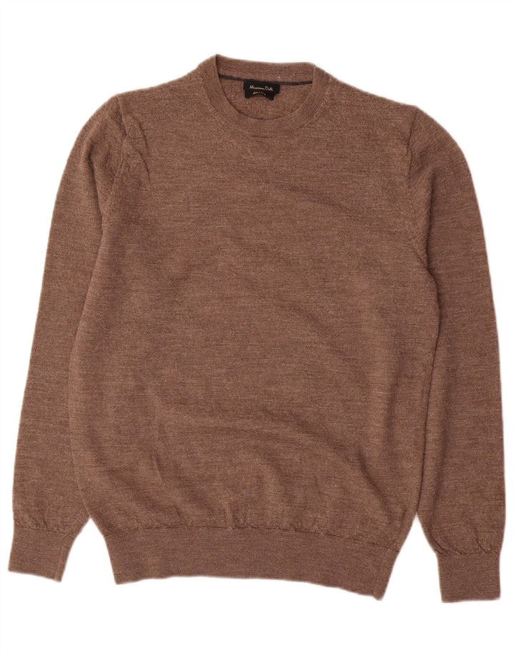 Massimo Dutti Pull à col rond pour femme UK 14 Grande laine marron