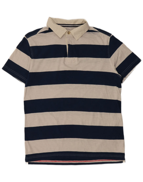 Fat Face Polo Homme Large Bleu Marine Rayé Coton