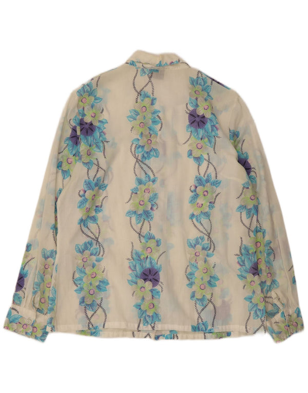 Chemise Femme Vintage IT 48 XL Bleu Floral Synthétique