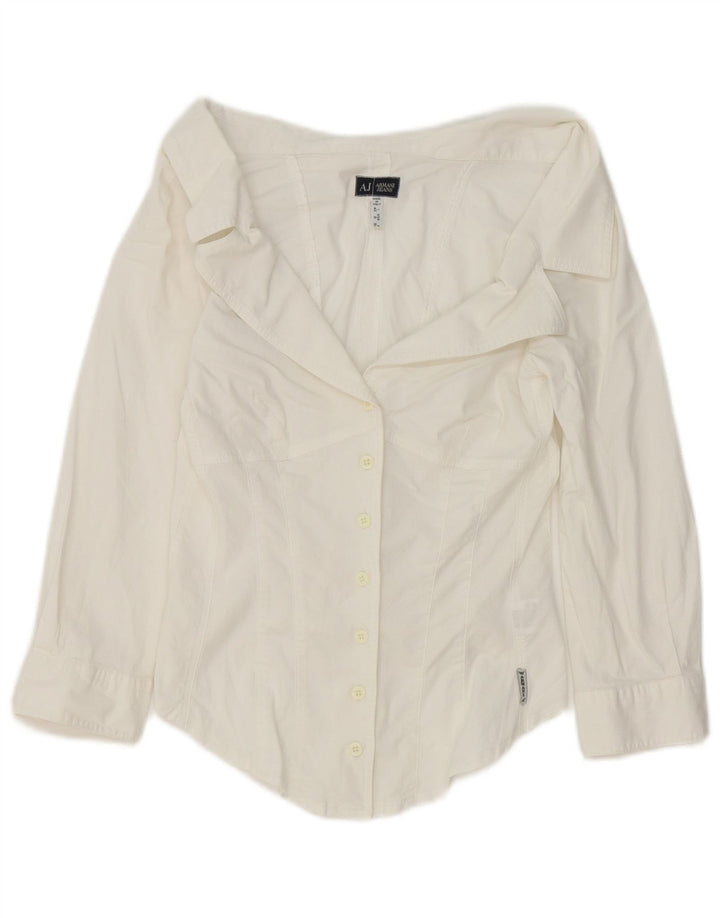 Armani Jeans Chemise courte à manches 3/4 pour femme IT 42 Coton blanc moyen