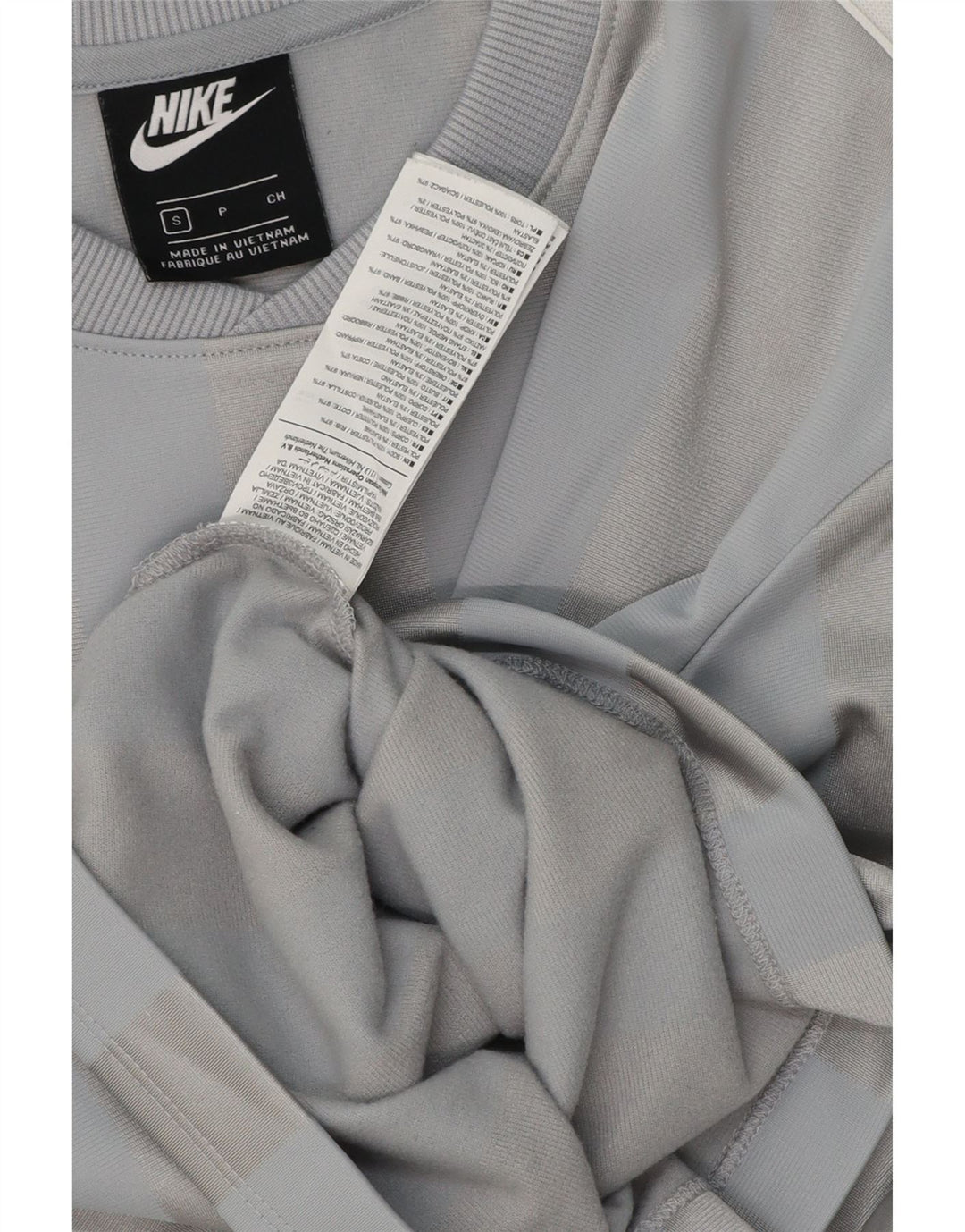 Nike Womens Crop T-Shirt Top UK 10 Petit Gris Rayé Polyester
