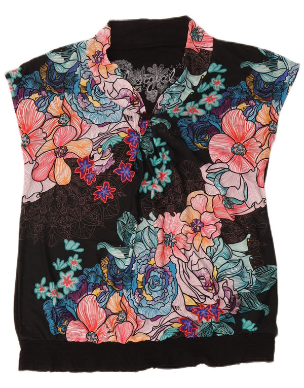 Desigual Chemisier Top UK 46 Large Viscose Florale Multicolore Femme