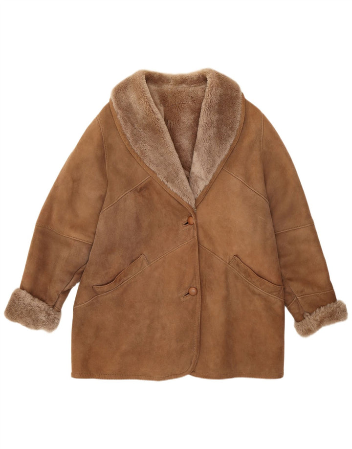 veste shearling femme vintage UK 12 Medium Brown Classic
