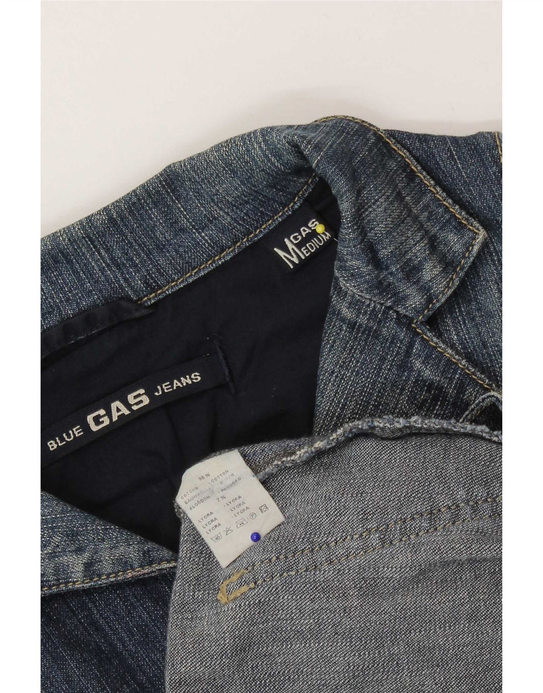 Gas Veste blazer en jean à 3 boutons pour femme UK 12 Bleu moyen en coton