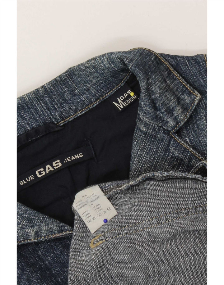 Gas Veste blazer en jean à 3 boutons pour femme UK 12 Bleu moyen en coton