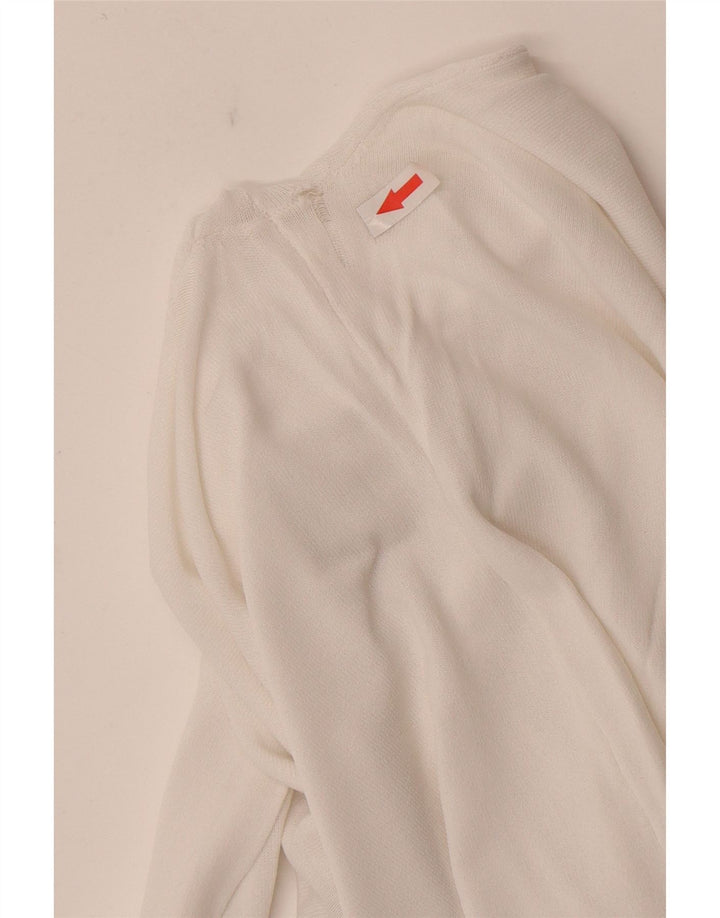 Zara Haut transparent à manches longues pour femme UK 12 Viscose blanc moyen