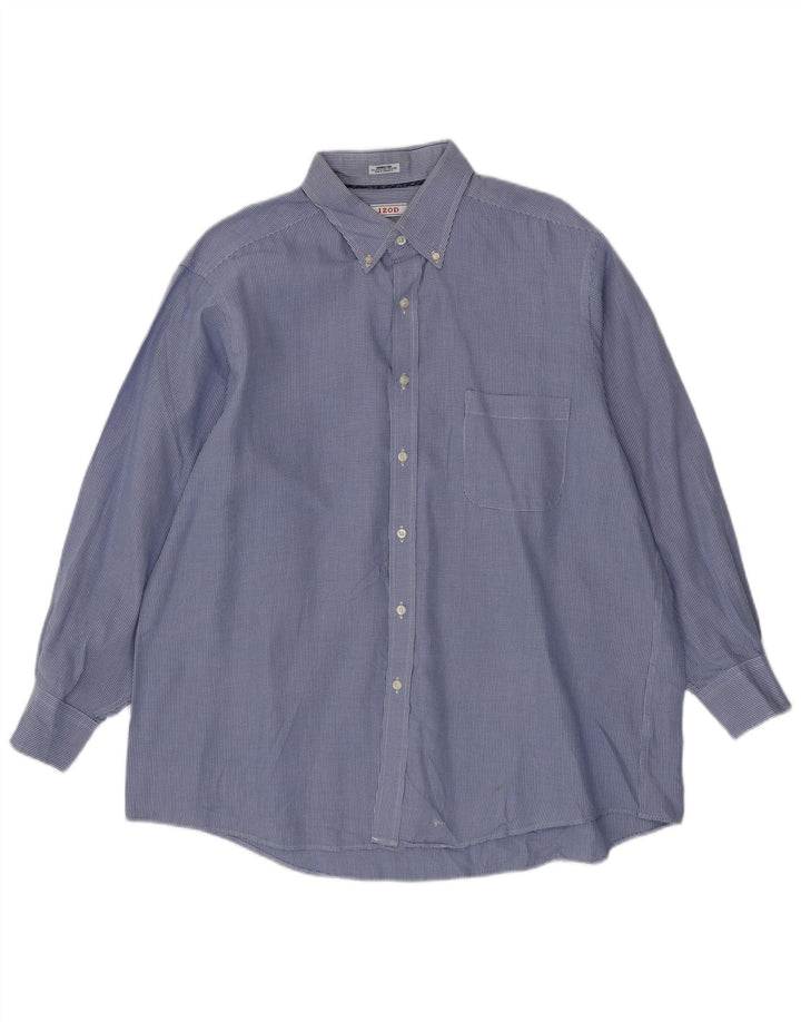 Izod Chemise à carreaux coupe régulière pour homme Taille 17 XL Bleu Pied-de-poule Coton