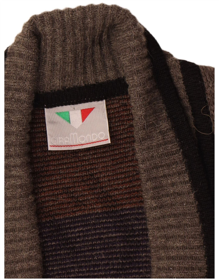 Giramondo Pull Cardigan Croisé Homme IT 48 Gris Moyen Géométrique