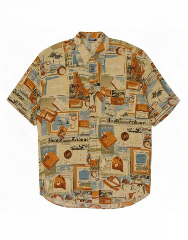 Chemise graphique homme vintage Taille 43/44 XL Patchwork multicolore
