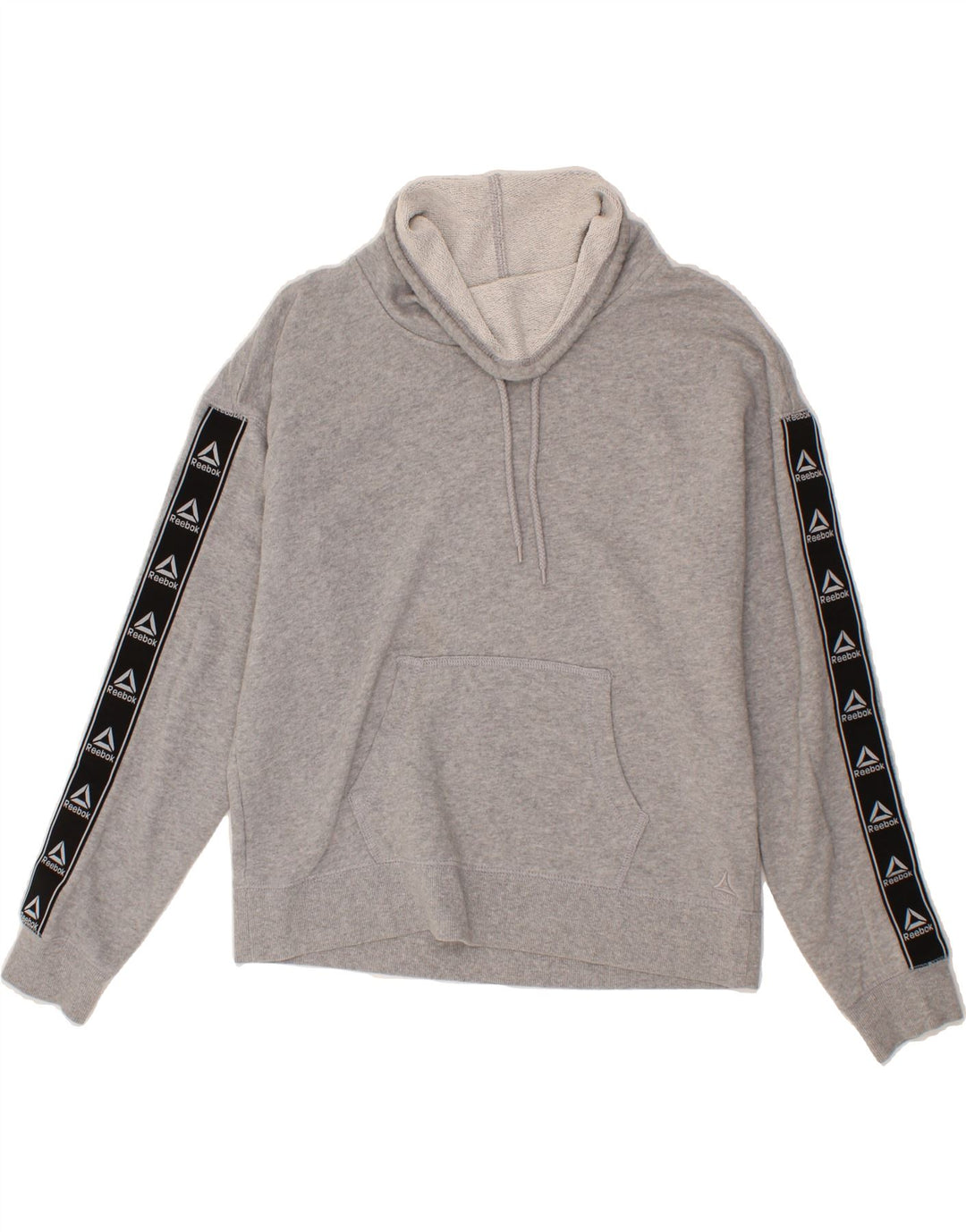 REEBOK Womens Graphic Sweatshirt Jumper UK 14 Medium Grey Colourblock Vintage Reebok and Second-Hand Reebok from Messina Hembry 