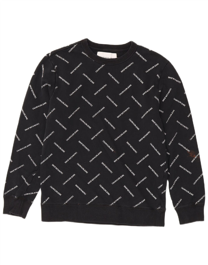 CALVIN KLEIN JEANS Pull Graphique Sweatshirt Homme Noir Moyen Coton