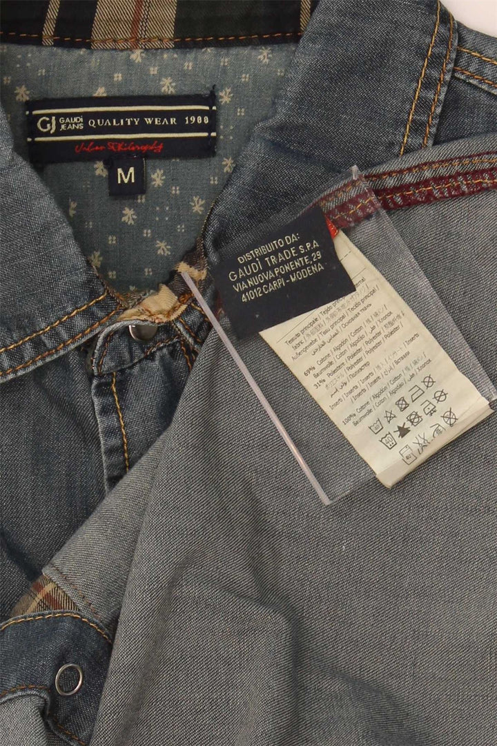 GAUDI Mens Denim Shirt Medium Blue Cotton