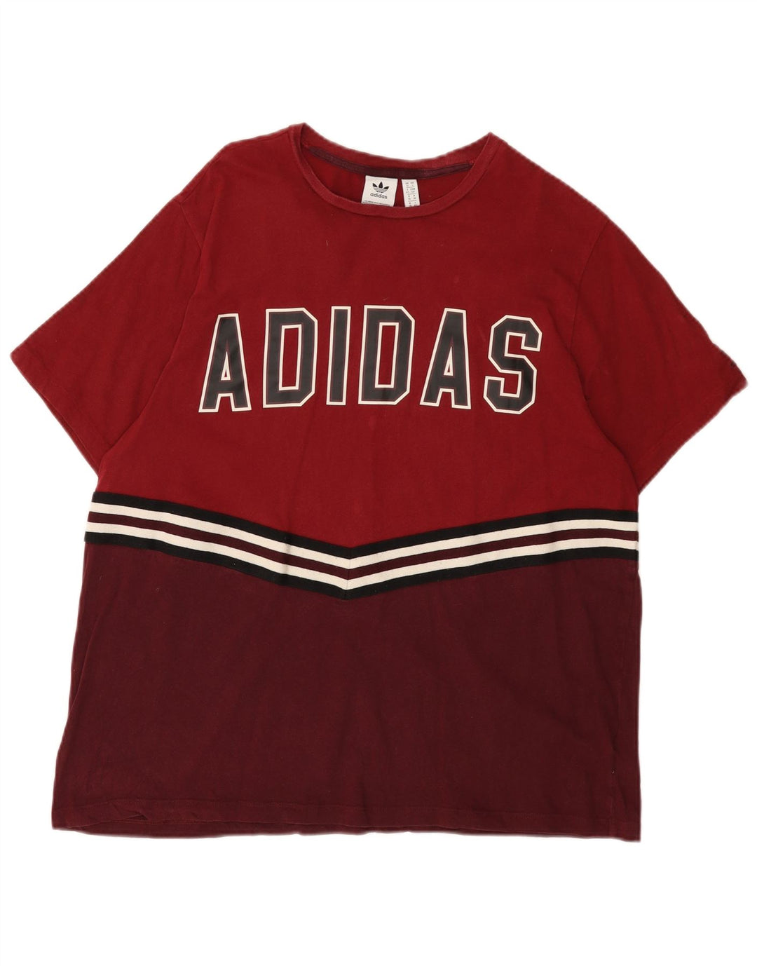 ADIDAS T-shirt graphique pour femme UK Small 10 Bordeaux Colourblock