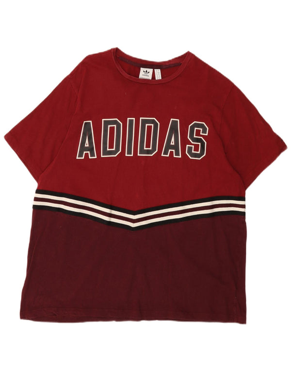 ADIDAS T-shirt graphique pour femme UK Small 10 Bordeaux Colourblock