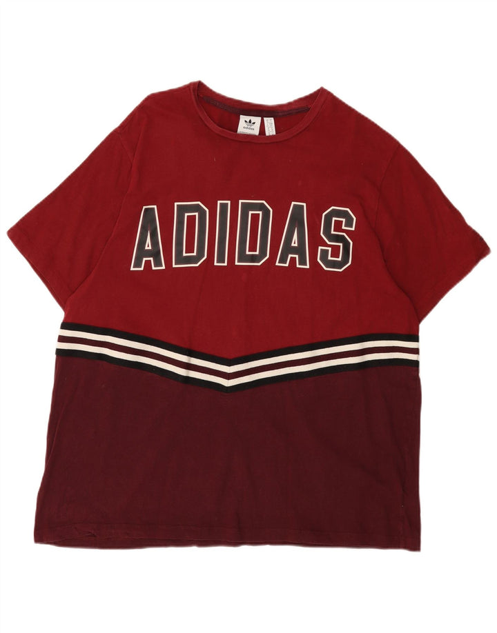ADIDAS T-shirt graphique pour femme UK Small 10 Bordeaux Colourblock