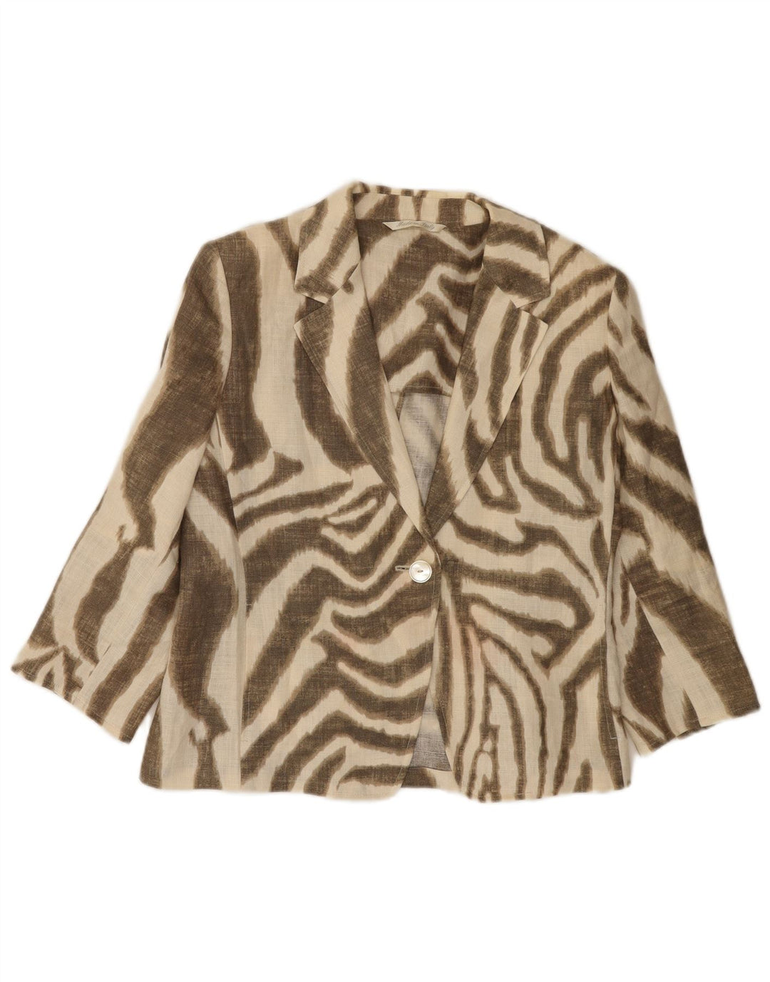 vintage Femmes Surdimensionné 3/4 Manches Blazer Veste UK 10 Petit Brun